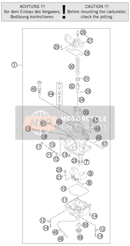 KTM 125 EXC SIX-DAYS Europe 2012 Carburettor for a 2012 KTM 125 EXC SIX-DAYS Europe