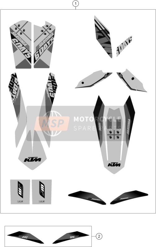 KTM 125 EXC SIX-DAYS Europe 2014 Decal for a 2014 KTM 125 EXC SIX-DAYS Europe