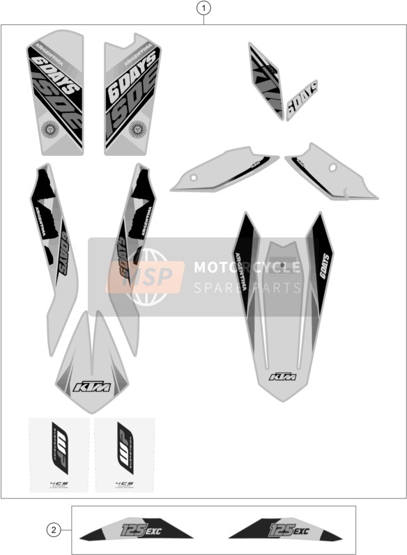 KTM 125 EXC SIX-DAYS Europe 2015 Decal for a 2015 KTM 125 EXC SIX-DAYS Europe