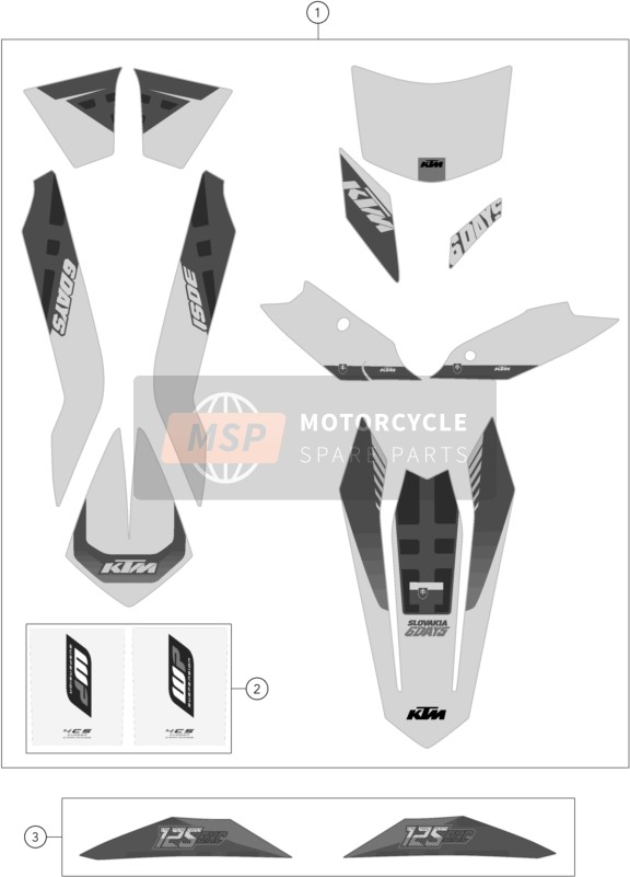 KTM 125 EXC SIX-DAYS Europe 2016 Decal for a 2016 KTM 125 EXC SIX-DAYS Europe