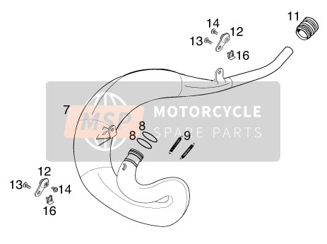 KTM 125 EXE 80 Europe 2000 Système d'échappement pour un 2000 KTM 125 EXE 80 Europe