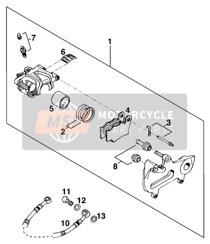 KTM 125 LC2 100 Europe 1998 Rear Brake Caliper for a 1998 KTM 125 LC2 100 Europe