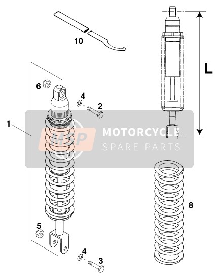 KTM 125 LC2 100 EUROPA Europe 1996 Shock Absorber for a 1996 KTM 125 LC2 100 EUROPA Europe