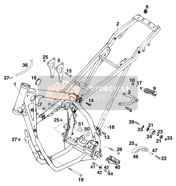 KTM 125 LC2 100/WEISS Europe 1997 Cadre pour un 1997 KTM 125 LC2 100/WEISS Europe