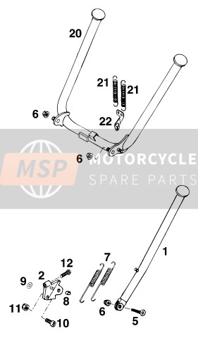 KTM 125 LC2 100/WEISS Europe 1997 Lato / Cavalletto centrale per un 1997 KTM 125 LC2 100/WEISS Europe