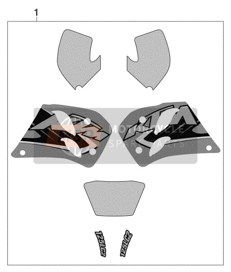KTM 125 LC2 80 Europe 1998 Decalcomania per un 1998 KTM 125 LC2 80 Europe
