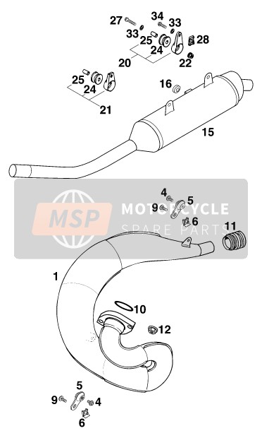 KTM 125 LC2 80 Europe 1998 Exhaust System for a 1998 KTM 125 LC2 80 Europe