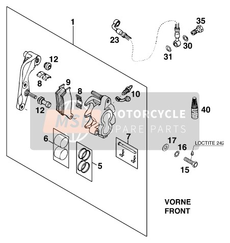 KTM 125 LC2 80 Europe 1998 Pinza freno anteriore per un 1998 KTM 125 LC2 80 Europe