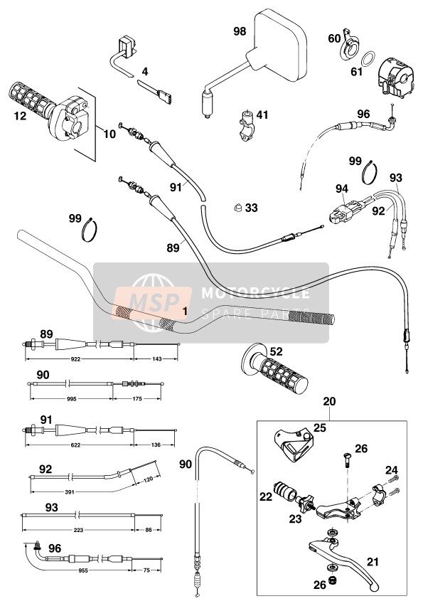KTM 125 LC2 80 Europe 1998 Handlebar, Controls for a 1998 KTM 125 LC2 80 Europe
