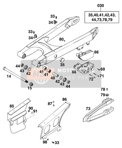 KTM 125 STING/100 Europe 1997 Swing Arm for a 1997 KTM 125 STING/100 Europe