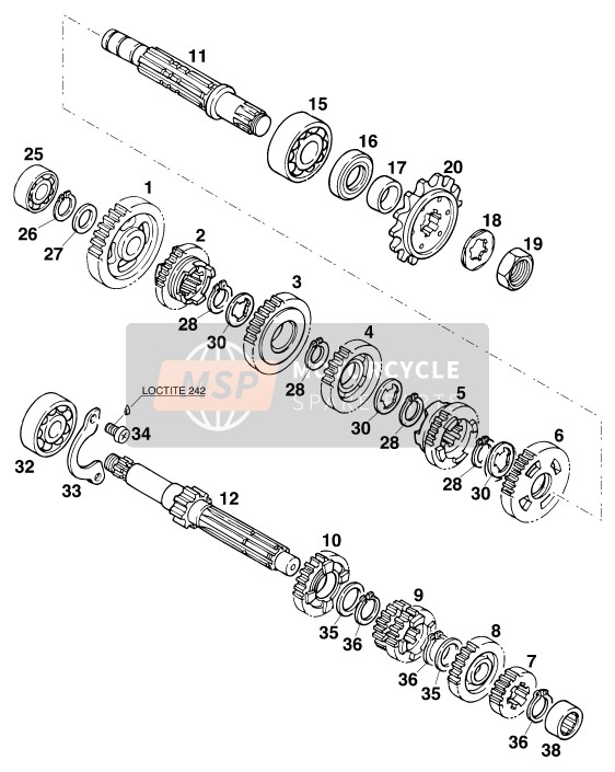 KTM 125 STING/100 Europe 1997 Transmission for a 1997 KTM 125 STING/100 Europe