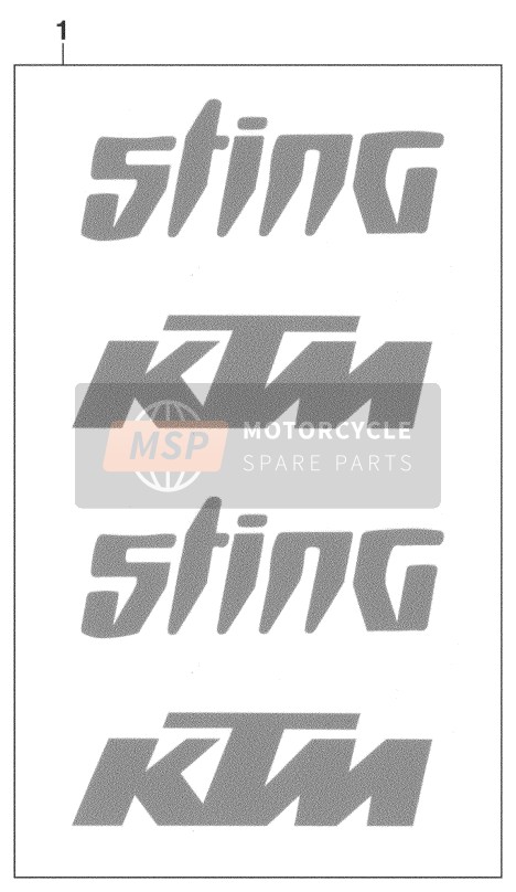 KTM 125 STING Europe 1998 Decalcomania per un 1998 KTM 125 STING Europe