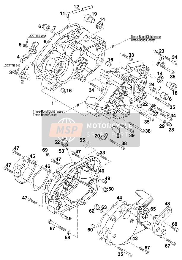 KTM 125 STING Europe 1998 Engine Case for a 1998 KTM 125 STING Europe