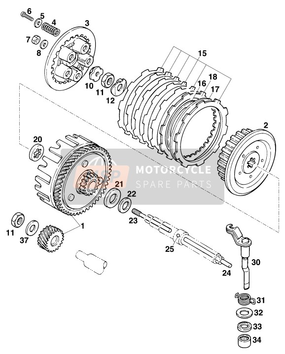 KTM 125 STING/80 Europe 1998 Embrague para un 1998 KTM 125 STING/80 Europe