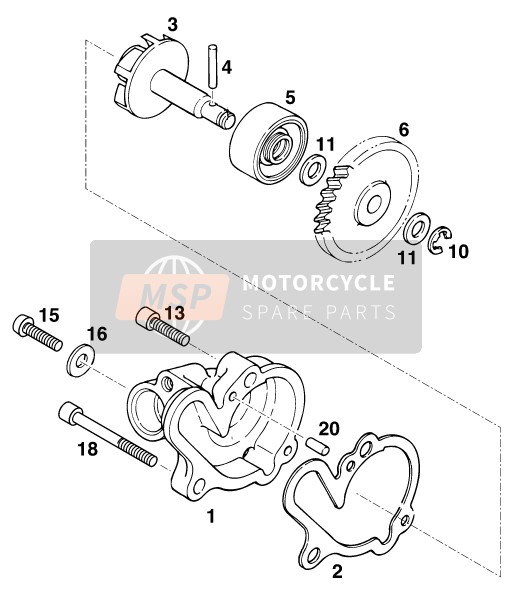 KTM 125 STING/80 Europe 1998 Bomba de agua para un 1998 KTM 125 STING/80 Europe