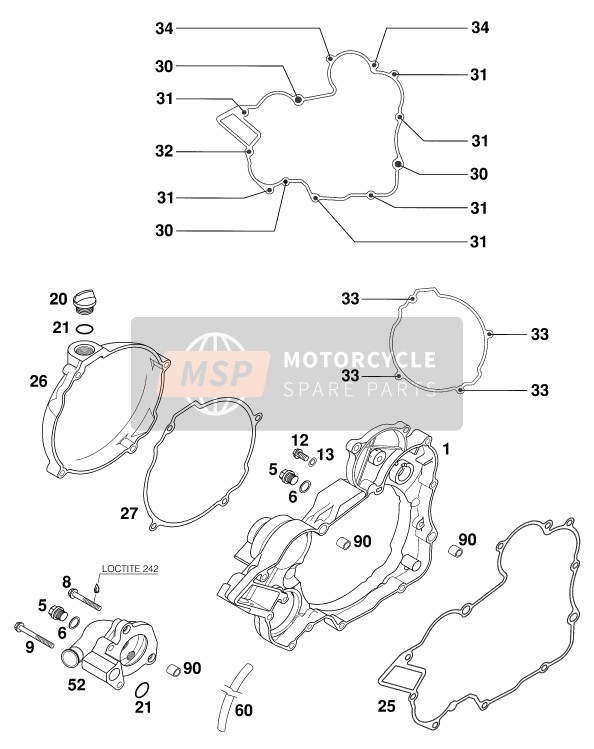 50330125000, Clutch Cover Gasket 0, 5mm  '99, KTM, 0