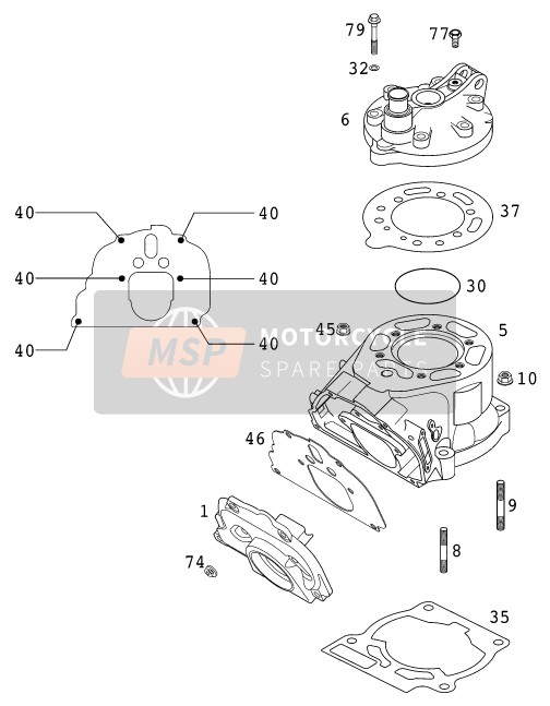 KTM 125 SUPERMOTO 100 Europe 2000 Cylinder, Cylinder Head for a 2000 KTM 125 SUPERMOTO 100 Europe