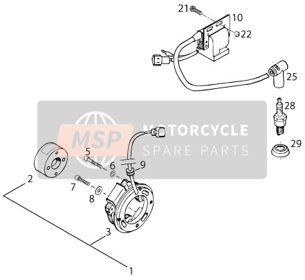 KTM 125 SX MARZ/OHL USA 1995 Sistema di accensione per un 1995 KTM 125 SX MARZ/OHL USA