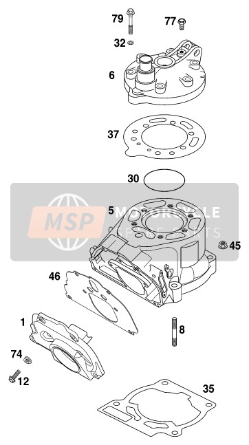 KTM 125 SX Europe 1999 Cylinder for a 1999 KTM 125 SX Europe