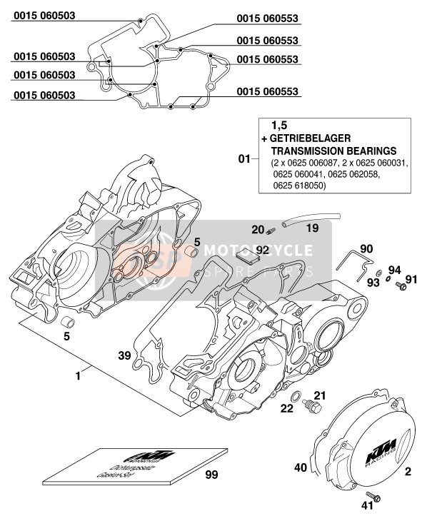 KTM 125 SX Europe 1999 Engine Case for a 1999 KTM 125 SX Europe