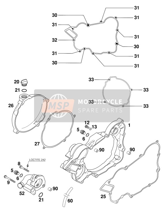 KTM 125 SX Europe 2000 Tapa del embrague para un 2000 KTM 125 SX Europe