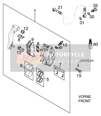 KTM 125 SX Europe 2000 Front Brake Caliper for a 2000 KTM 125 SX Europe