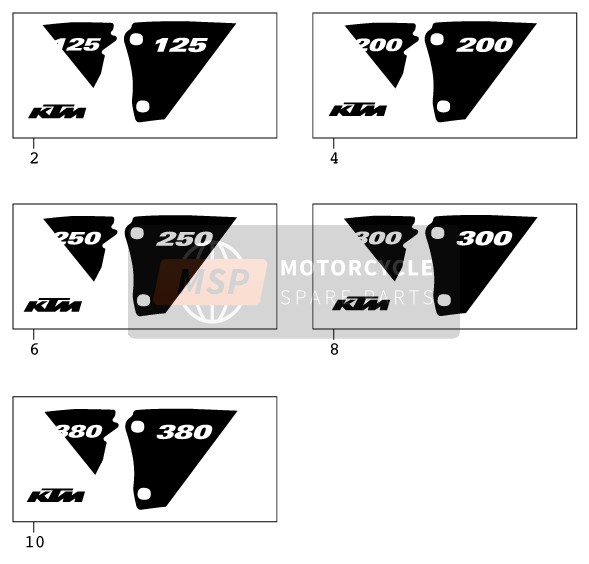 KTM 125 SX Europe 2001 Decal for a 2001 KTM 125 SX Europe