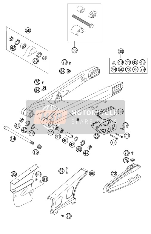 KTM 125 SX Europe 2003 Swing Arm for a 2003 KTM 125 SX Europe