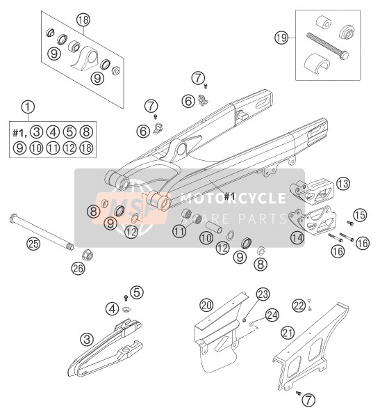 KTM 125 SX Europe 2004 Brazo oscilante para un 2004 KTM 125 SX Europe