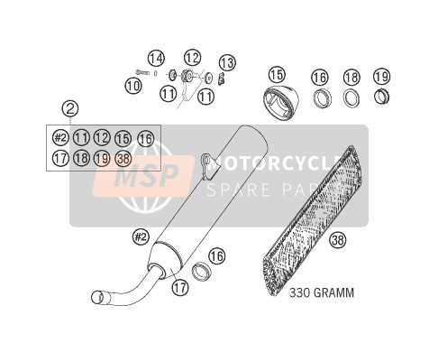 KTM 125 SX Europe 2006 Système d'échappement pour un 2006 KTM 125 SX Europe