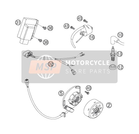 KTM 125 SX Europe 2007 Ignition System for a 2007 KTM 125 SX Europe