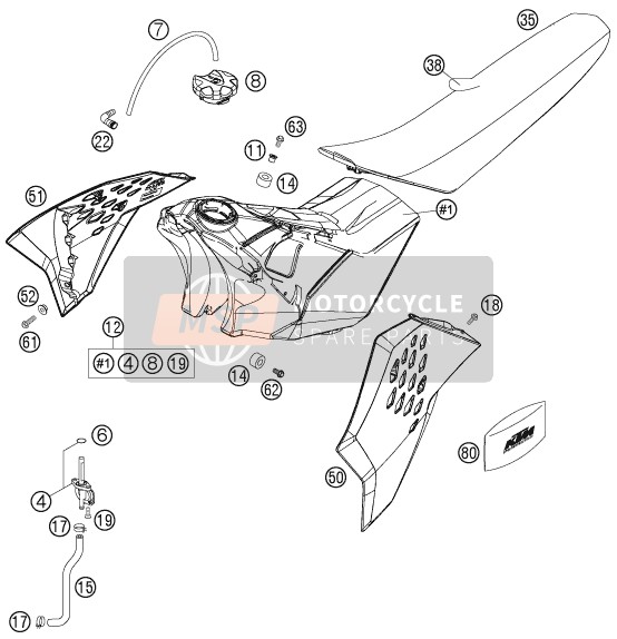 KTM 125 SX Europe 2007 Carro armato, posto a sedere per un 2007 KTM 125 SX Europe