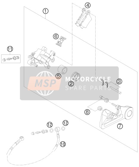 KTM 125 SX Europe 2009 Pinza de freno trasero para un 2009 KTM 125 SX Europe