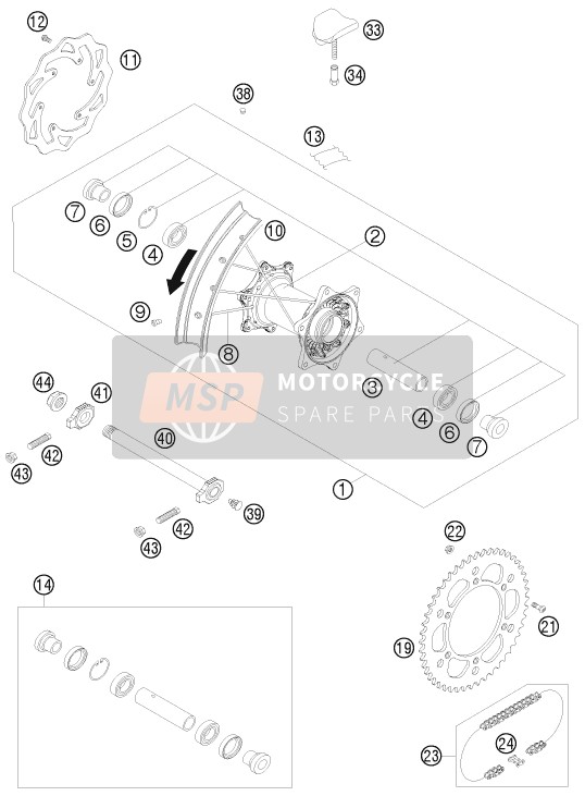 KTM 125 SX Europe 2010 Hinterrad für ein 2010 KTM 125 SX Europe