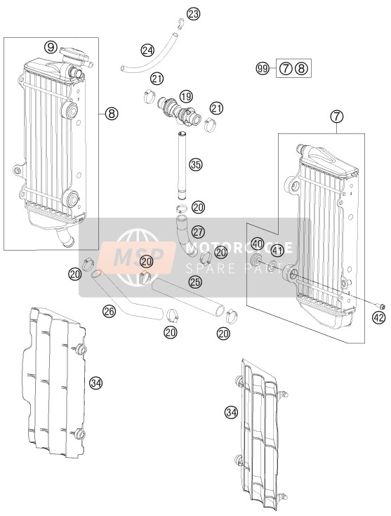 KTM 125 SX Europe 2011 Sistema de refrigeración para un 2011 KTM 125 SX Europe