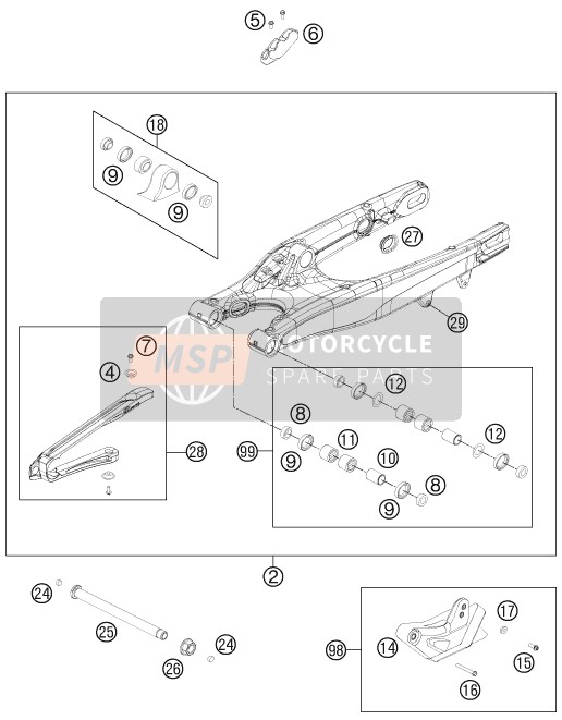 KTM 125 SX Europe 2011 Swing Arm for a 2011 KTM 125 SX Europe