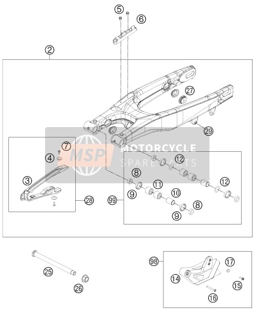 KTM 125 SX Europe 2012 Swing Arm for a 2012 KTM 125 SX Europe