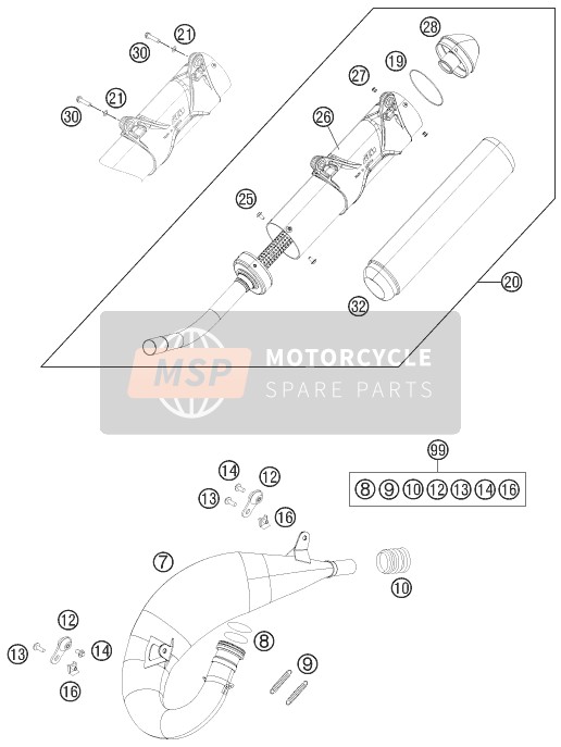 KTM 125 SX Europe 2013 Sistema de escape para un 2013 KTM 125 SX Europe