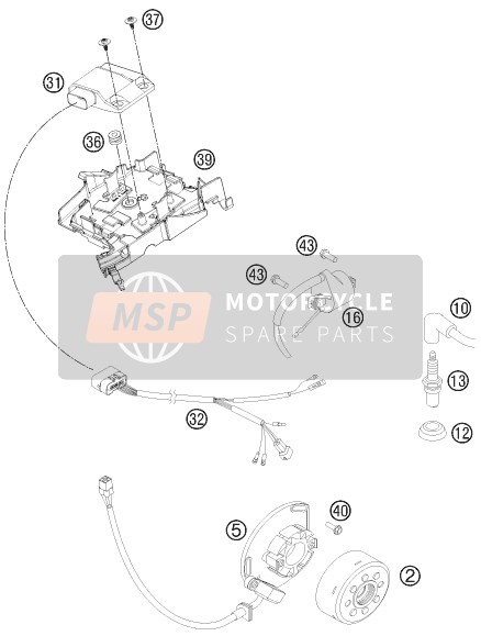 KTM 125 SX Europe 2013 Système de mise à feu pour un 2013 KTM 125 SX Europe