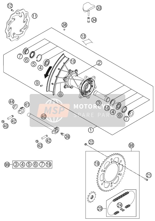 7711007120530, Spoke M4,5X205-19' Black, KTM, 0