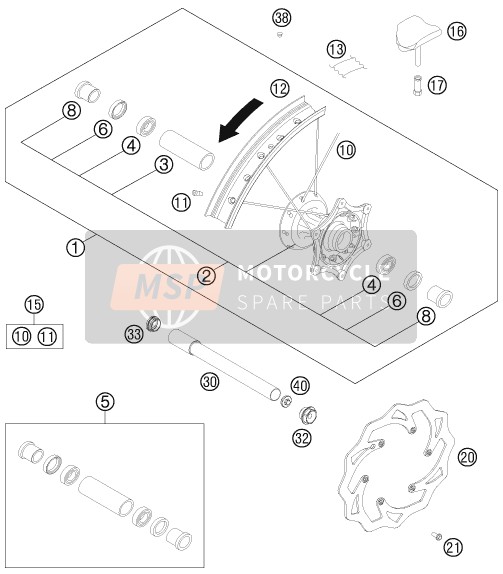 KTM 125 SX Europe 2014 Front Wheel for a 2014 KTM 125 SX Europe