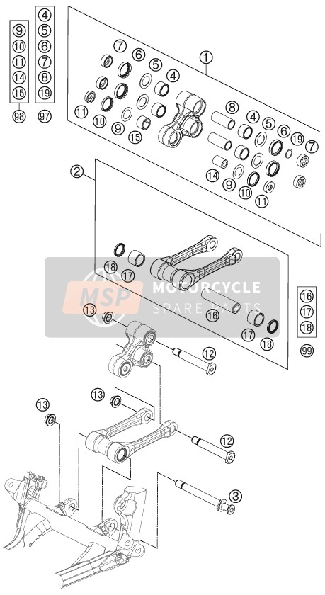 KTM 125 SX Europe 2014 Pro Lever Linking for a 2014 KTM 125 SX Europe