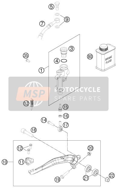 KTM 125 SX USA 2014 STEUERUNG BREMSE HINTEN für ein 2014 KTM 125 SX USA