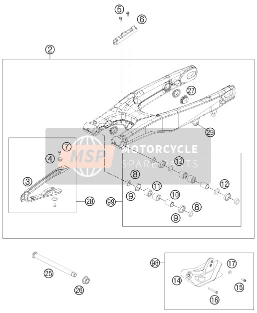 KTM 125 SX Europe 2014 Zwenkarm voor een 2014 KTM 125 SX Europe