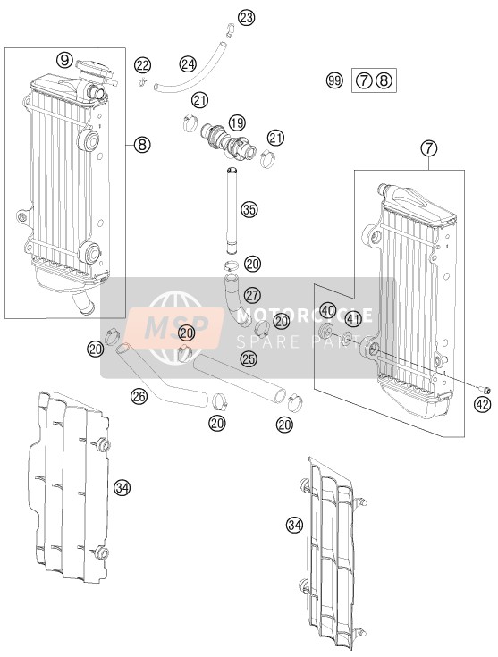 KTM 125 SX USA 2015 Sistema de refrigeración para un 2015 KTM 125 SX USA