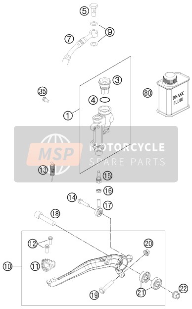 KTM 125 SX Europe 2015 Commande de frein arrière pour un 2015 KTM 125 SX Europe