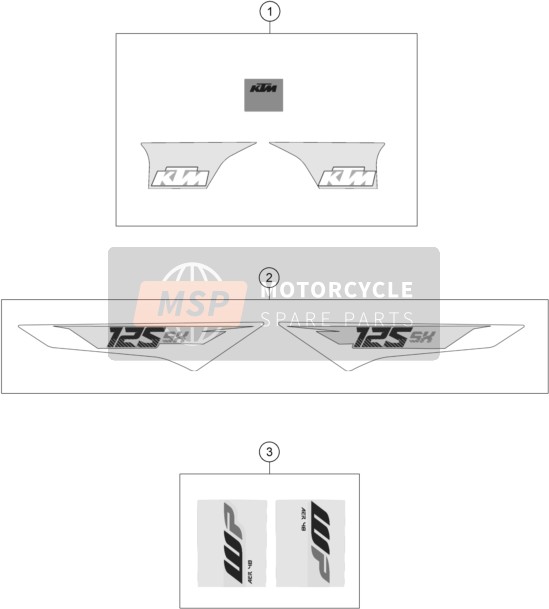 KTM 125 SX Europe 2016 Decal for a 2016 KTM 125 SX Europe