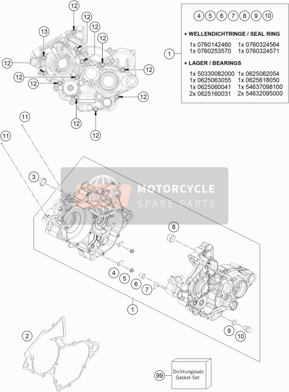 KTM 125 SX USA 2016 Engine Case for a 2016 KTM 125 SX USA