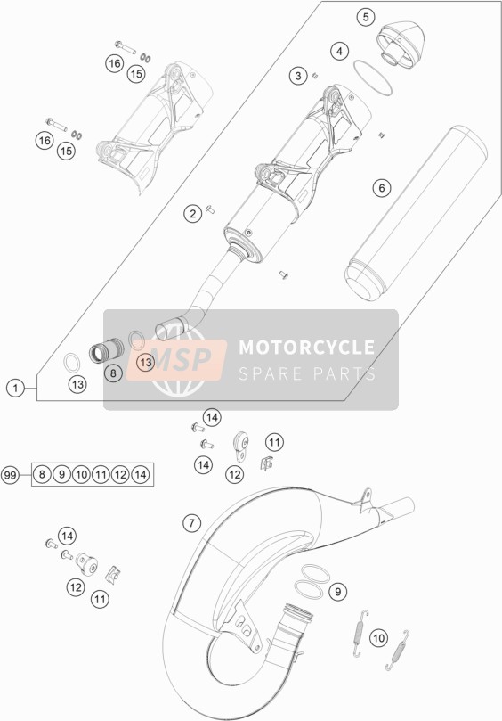 KTM 125 SX USA 2016 Sistema de escape para un 2016 KTM 125 SX USA