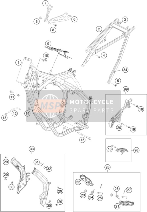 KTM 125 SX Europe 2016 Frame for a 2016 KTM 125 SX Europe